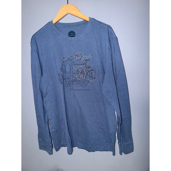 Life Is Good Other - Life is Good Mens Crusher Tee Long Sleeve Christmas Jeep Graphic Blue Large L
